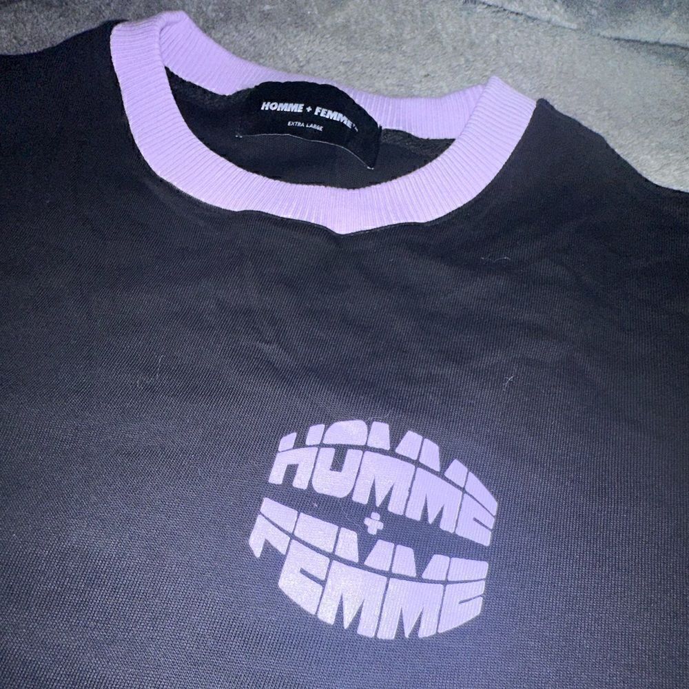 Homme + Femme T-Shirt Men's XL Purple Black Crew Neck Street Wear New Unisex